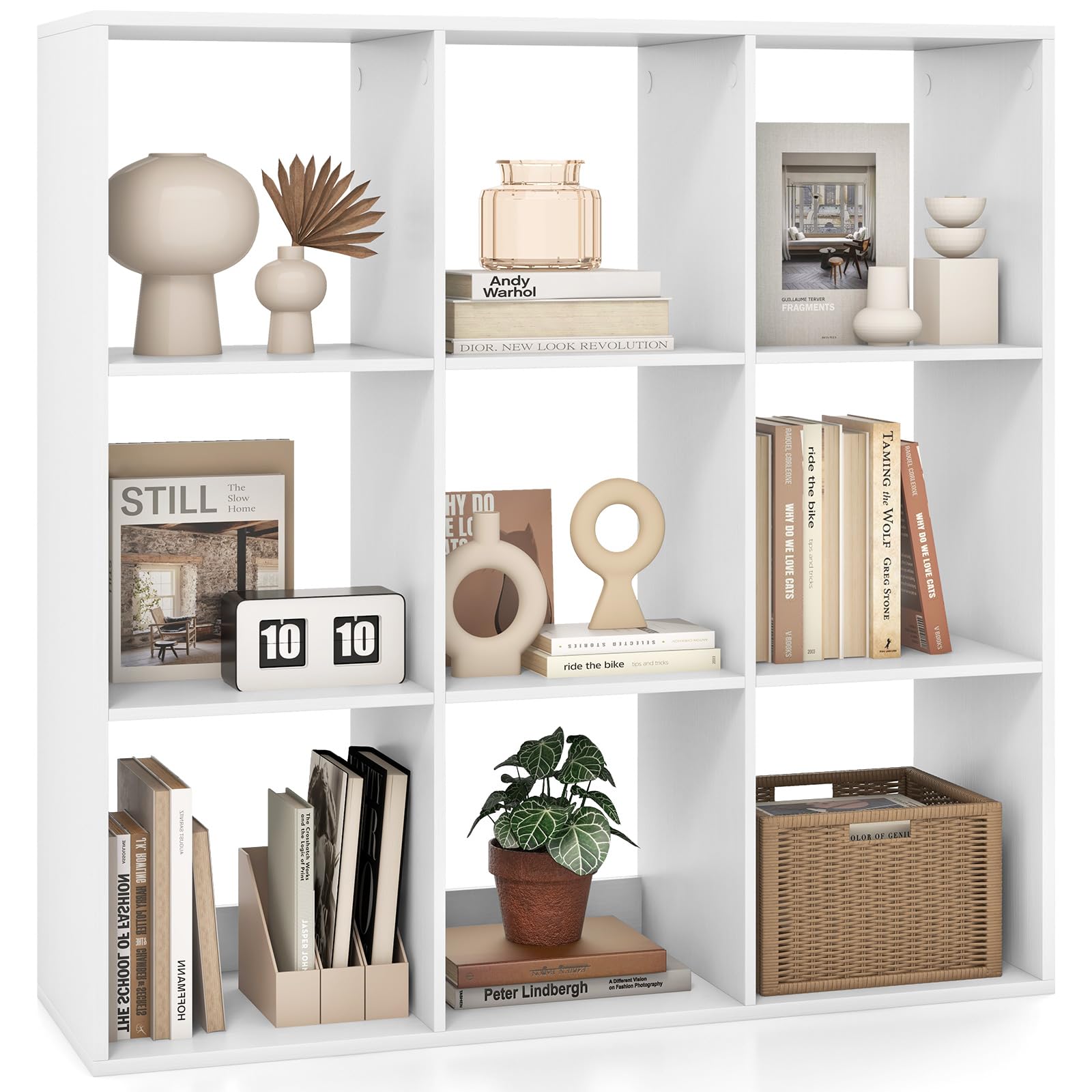 Tangkula Bibliothèque 9 cubes, étagère à 4 niveaux avec compartiments ouverts